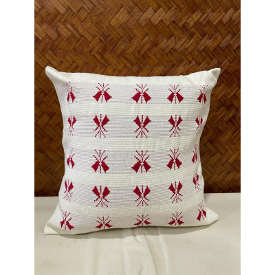 Cushion Cover Red phengphelep on off-white